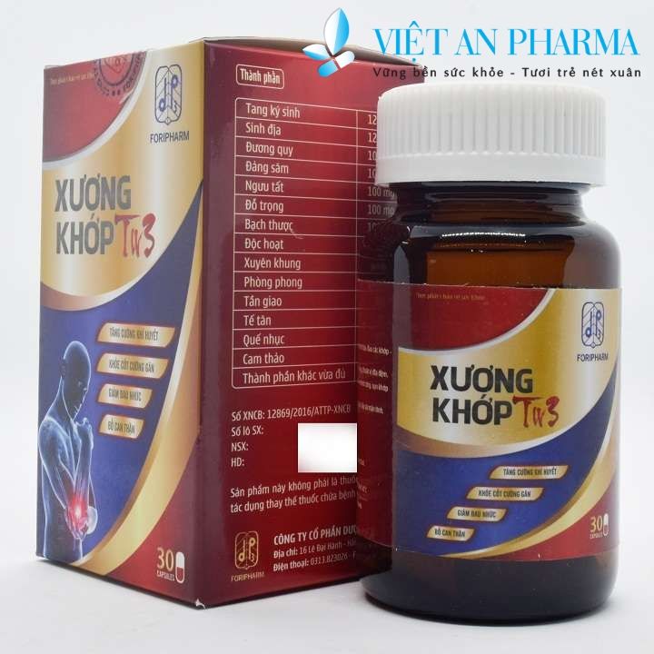 XƯƠNG KHỚP TW3 - Tăng cường khí huyết - Khỏe cốt cường gân - Giảm đau nhức - Bổ can thận - Cải thiện tình trạng xương khớp - Hộp 30 viên - Việt An Pharma