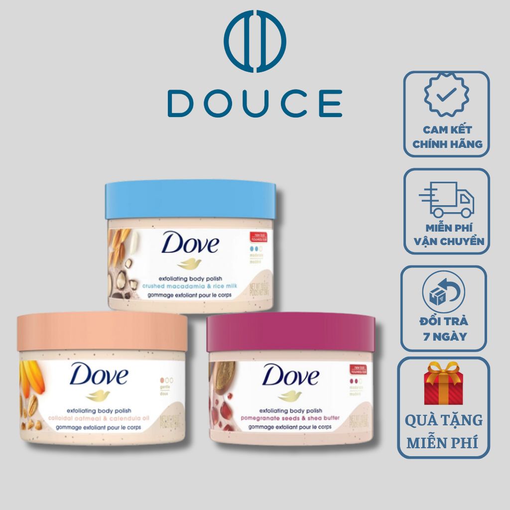 Tẩy da chết dove body giúp da mịn màng tẩy tế bào chết dove chính hãng bản đức - douce.vn