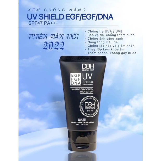 [Mẫu mới] Kem Chống Nắng DBH EGF UV DNA Shield SPF47 PA+++ 60ml