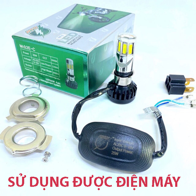 Đèn pha led 6 tim cực chất, đèn pha led 6 tim xịn rtd chân đa năng - bảo hành 6 tháng