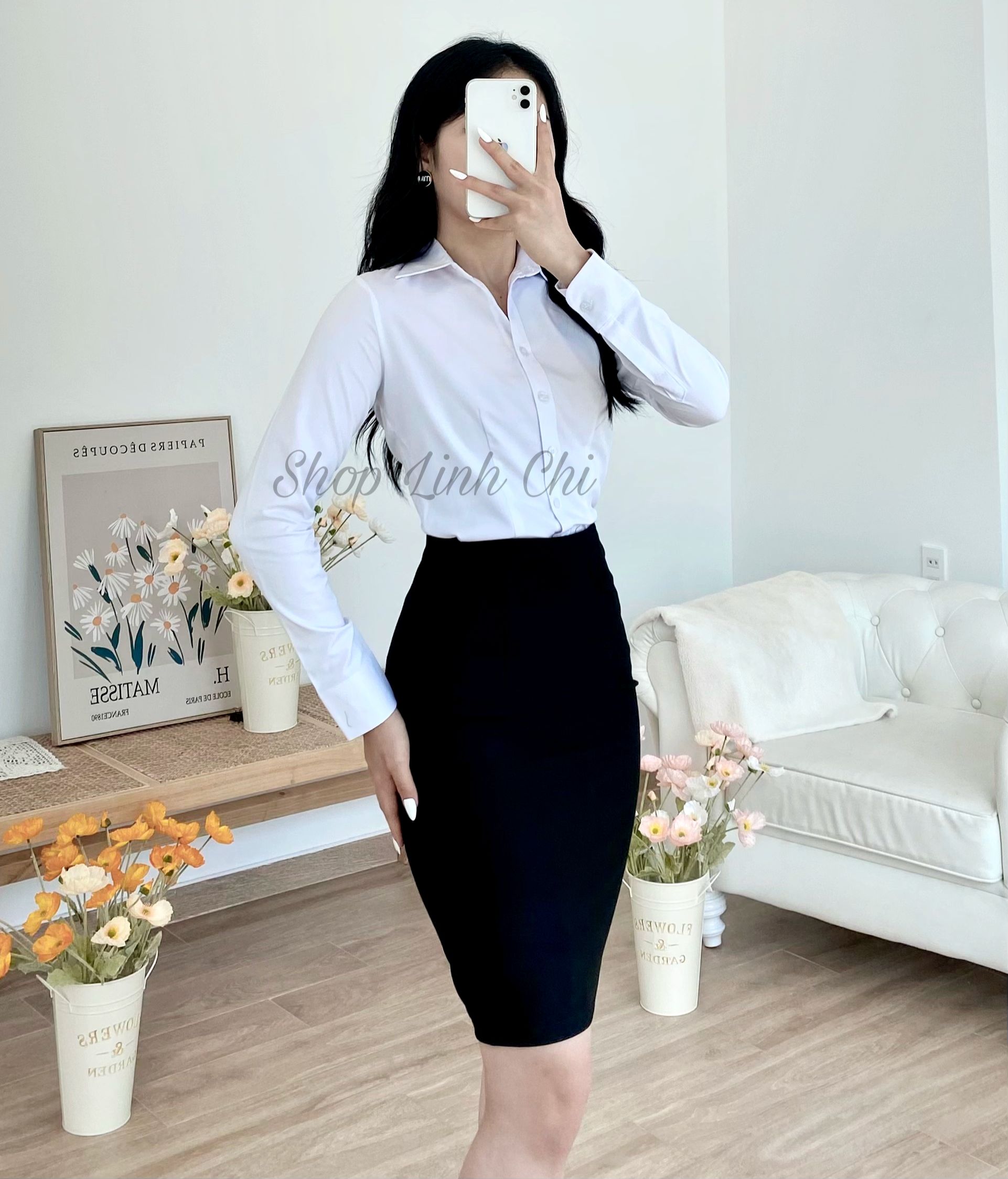 Váy thun công sở LINH CHI form ôm siêu đẹp dài ngang gối