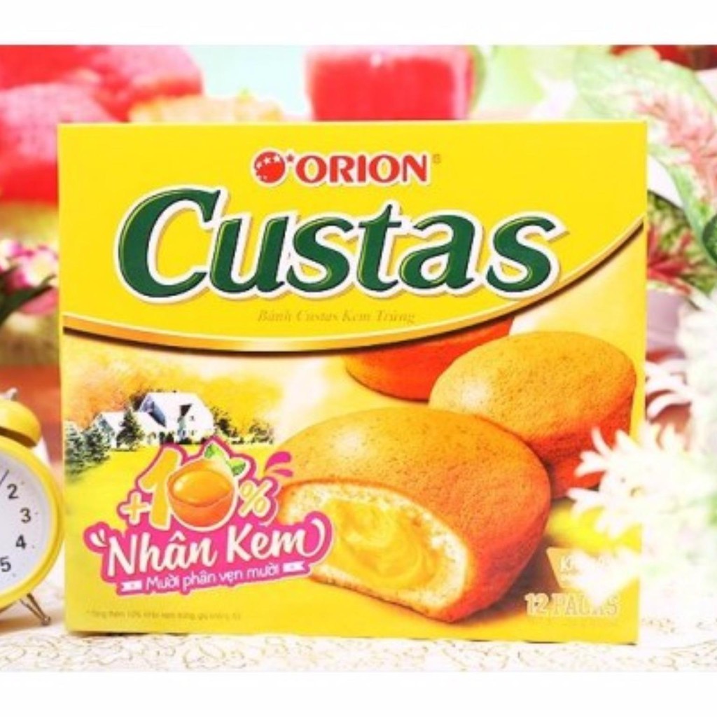 Bánh bông lan nhân kem trứng Custas - hộp 12 cái