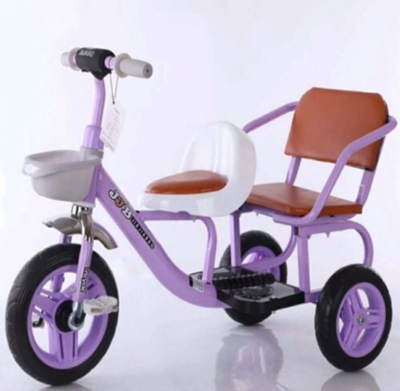 Xe đạp xích lô cho bé yên bọc da cao cấp 2 chỗ ngồi
