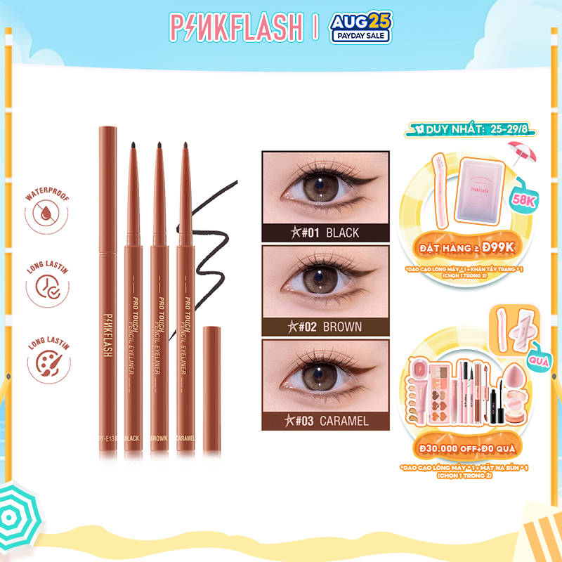 PINKFLASH kẻ mắt #InfallibleLine Hyperfine Smooth Gel Eyeliner High Pigmented Multiple Colors Smudge-proof Breakup-proof Waterproof Long-lasting