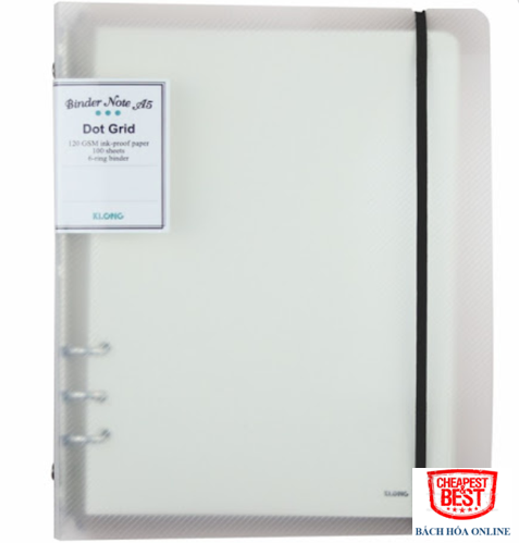 Sổ dot grid file nhựa kẹp còng klong a5 - 100 tờ; ms: 995