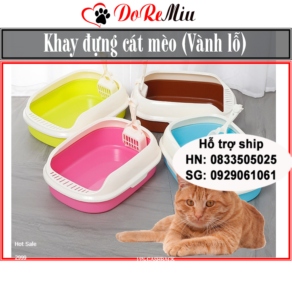 Doremiu- Khay vệ sinh cho mèo - Khay vành lỗ Khay đựng cát vệ sinh mèo nhà vệ sinh mèo