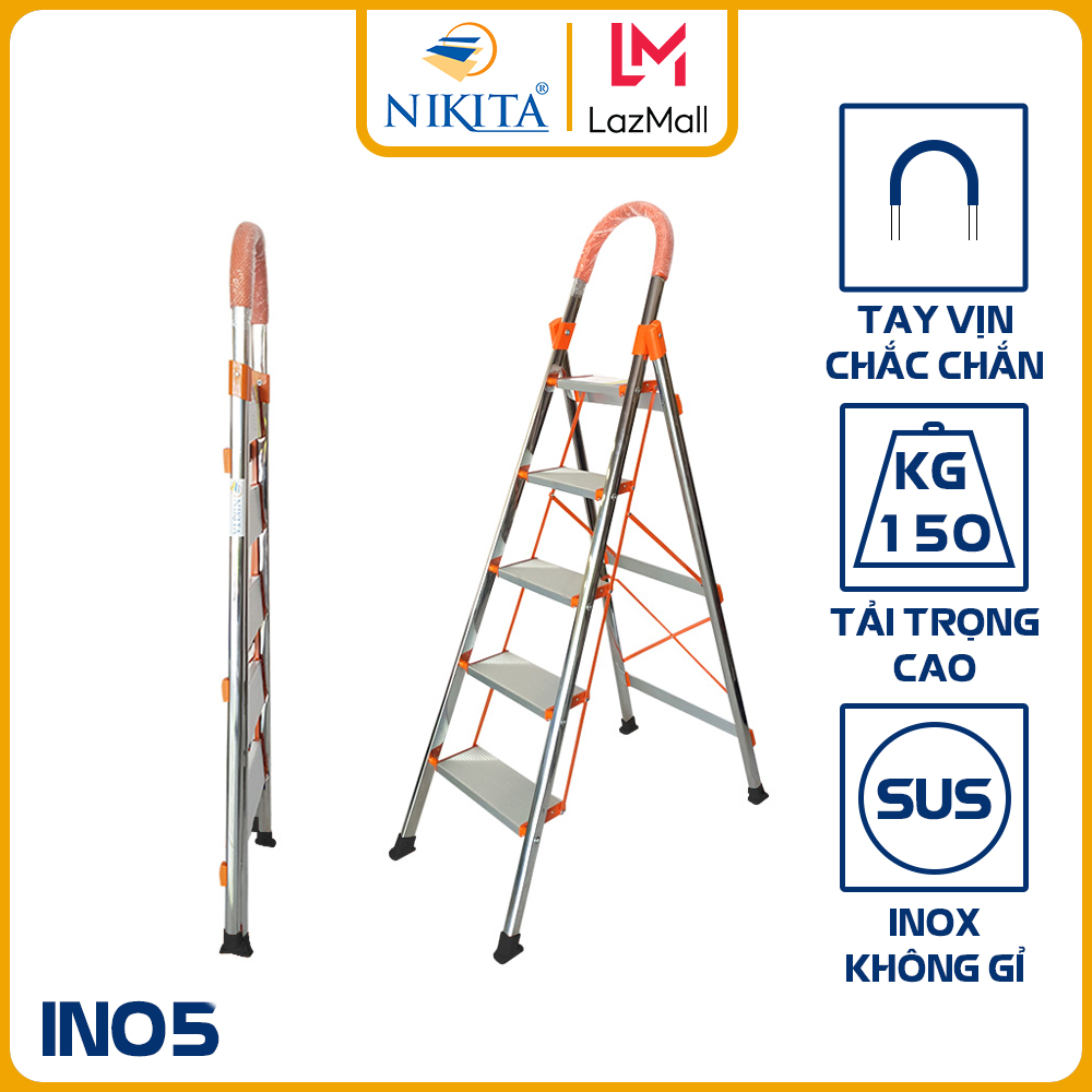 Thang Ghế Inox Gia Đình 5 Bậc Nikita NKT-IN05 - Hàng Chính Hãng