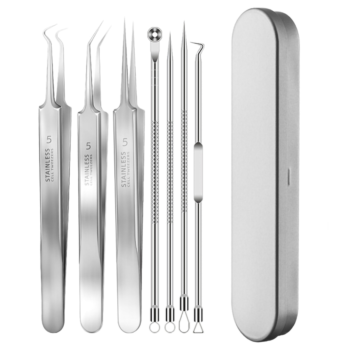 Bộ 3 Nhíp Gắp Mụn Đầu Đen LIVING C Làm Sạch Sâu Lỗ Chân Lông, Nhíp Thẩm Mỹ Gắp Mụn