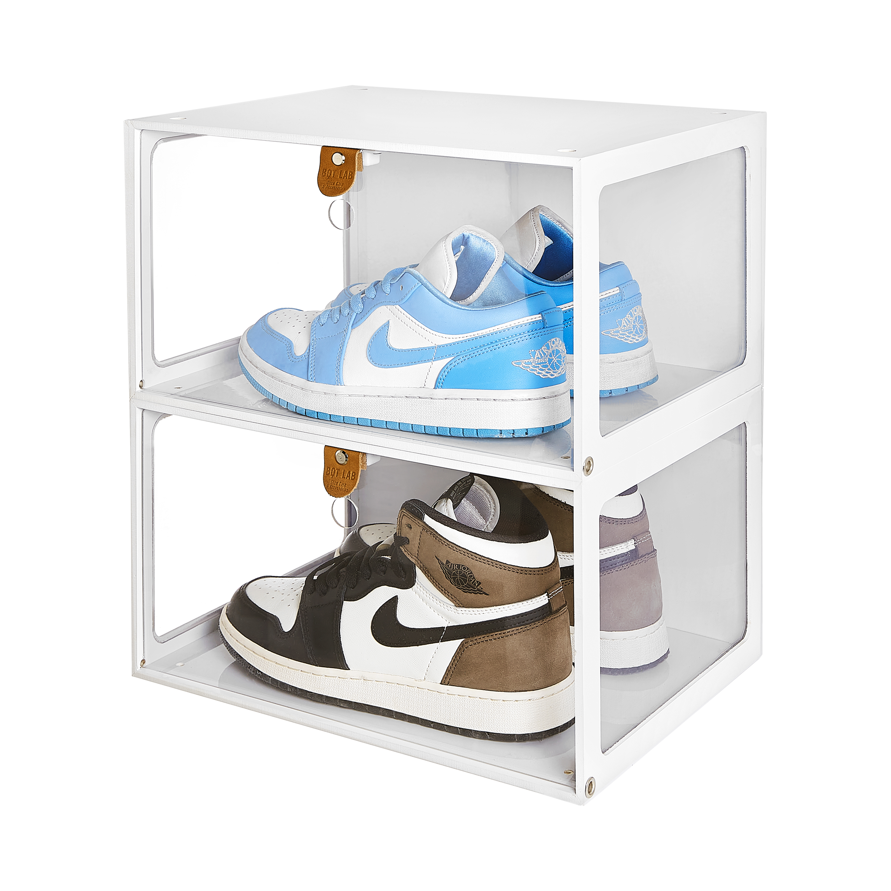 Hộp đựng giày sneaker box 3 mặt kính cao cấp, cứng cáp đựng giày ngang thấy giày từ 3 góc khác nhau (shoe box, sneakers box)