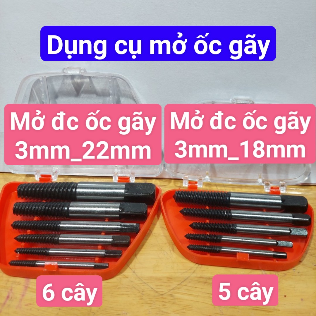 Bộ 5/6/8 cây mở ốc gãy, dụng cụ lấy ốc gãy, vòi nước bị gãy, bộ dụng cụ mũi lấy ốc vít bu lông gãy hỏng - công cụ dụng cụ cầm tay nam