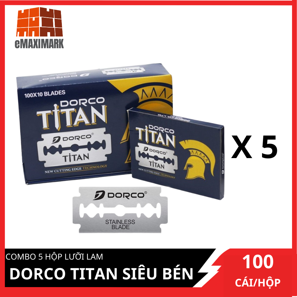 Combo 5 Hộp lưỡi lam Dorco Titan X5 siêu bén
