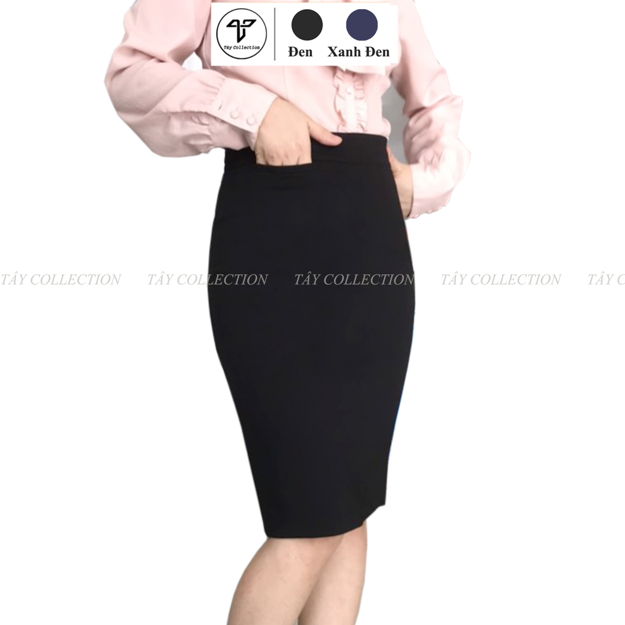 Chân Váy Bút Chì Tây Collection Vải Thun Cao Cấp Có Túi Phía Trước Dài 55cm Có Big Size CV26