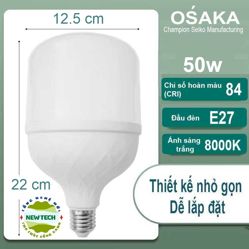 Bóng đèn led bulb trụ tròn, bóng led trụ nhựa osaka 50w, 30w, 20w