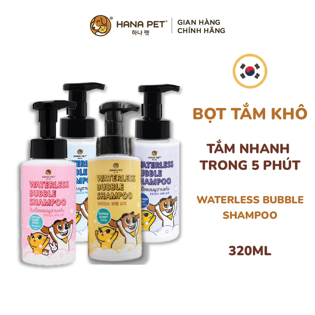 Bọt tắm khô dưỡng lông cho chó, mèo Waterless Bubble Shampoo 320ml - Hana Pet Việt Nam