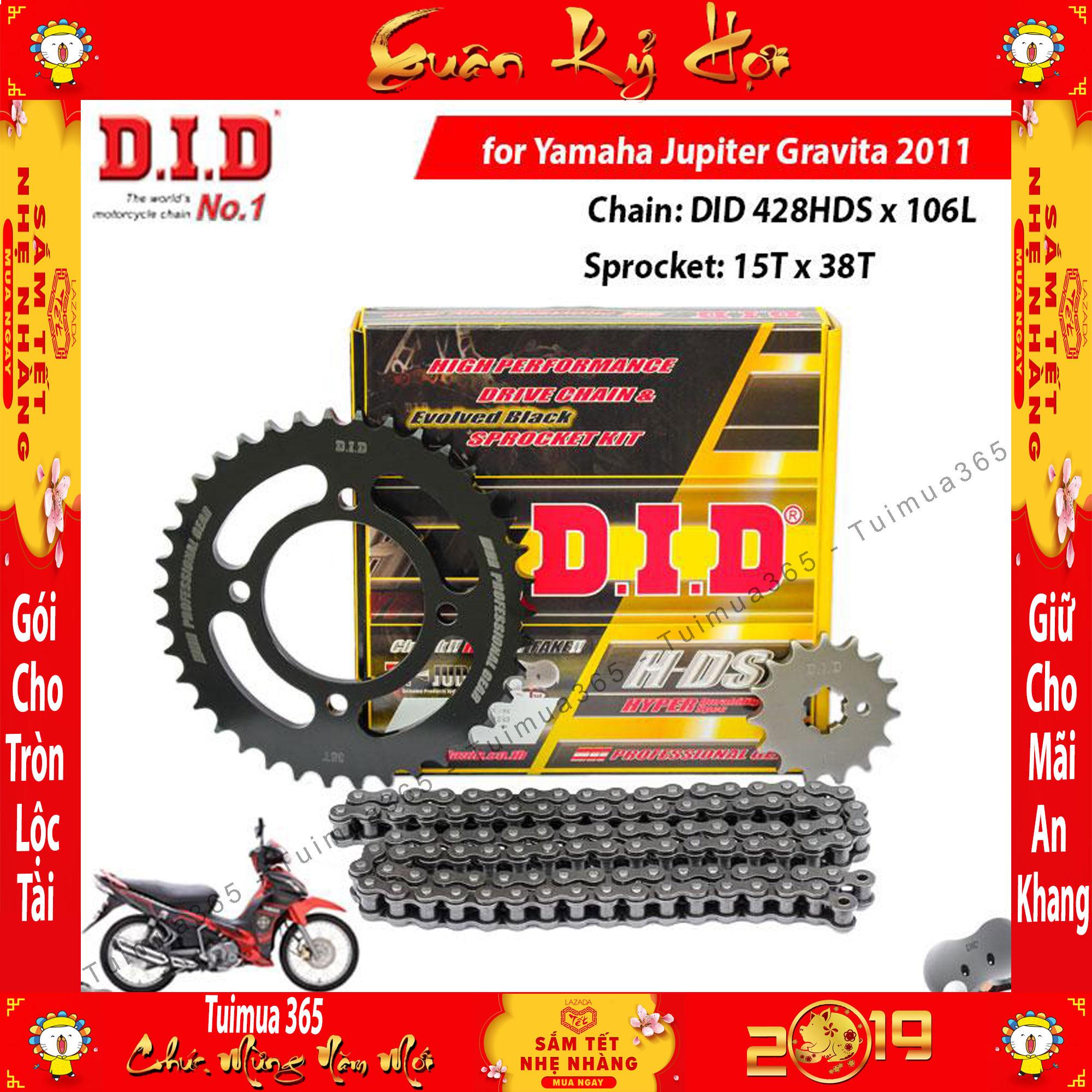 Nhông sên dĩa DID YAMAHA Jupiter Gravita 2011  Sên đen 10ly DID HDS ( Thái Lan )