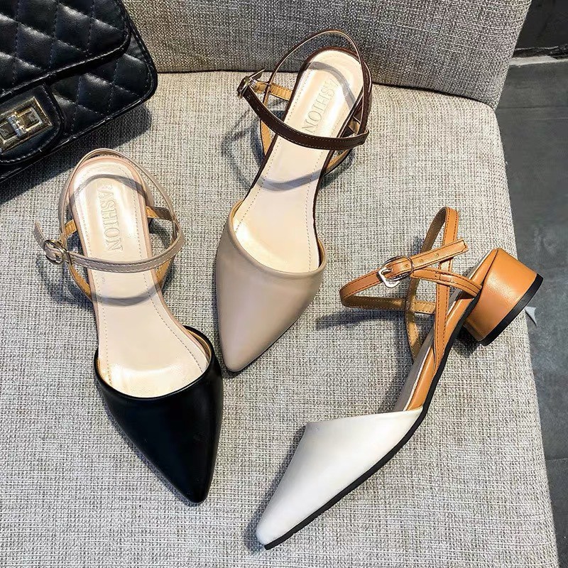 Sandal dép quai hậu nữ bít mũi hahashop đế cao 3p mũi nhọn thời trang, đa dạng sản phẩm, cam kết như hình