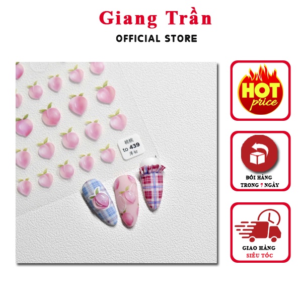 Stick quả đào , sticker hình dán móng cực xinh