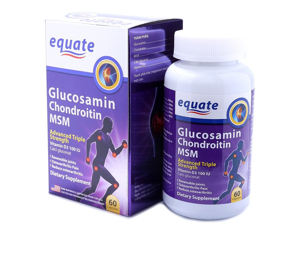 Viên xương khớp Equate Glucosamin 1500mg giảm đau nhức mỏi xương khớp, giảm thoái hóa khớp - Hộp 60 viên