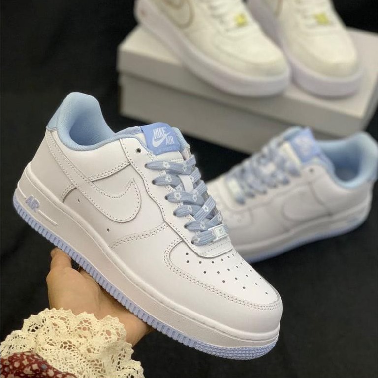 Giày Nữ Air force 1 psychic blue ( Giày Af1 trắng gót xanh)