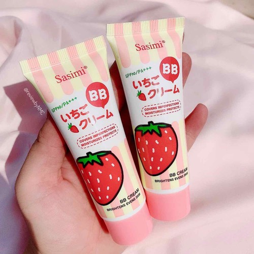 Kem Lót Trang Điểm Sáng Da kiềm dầu Sasimi hương dâu tuýp 10g