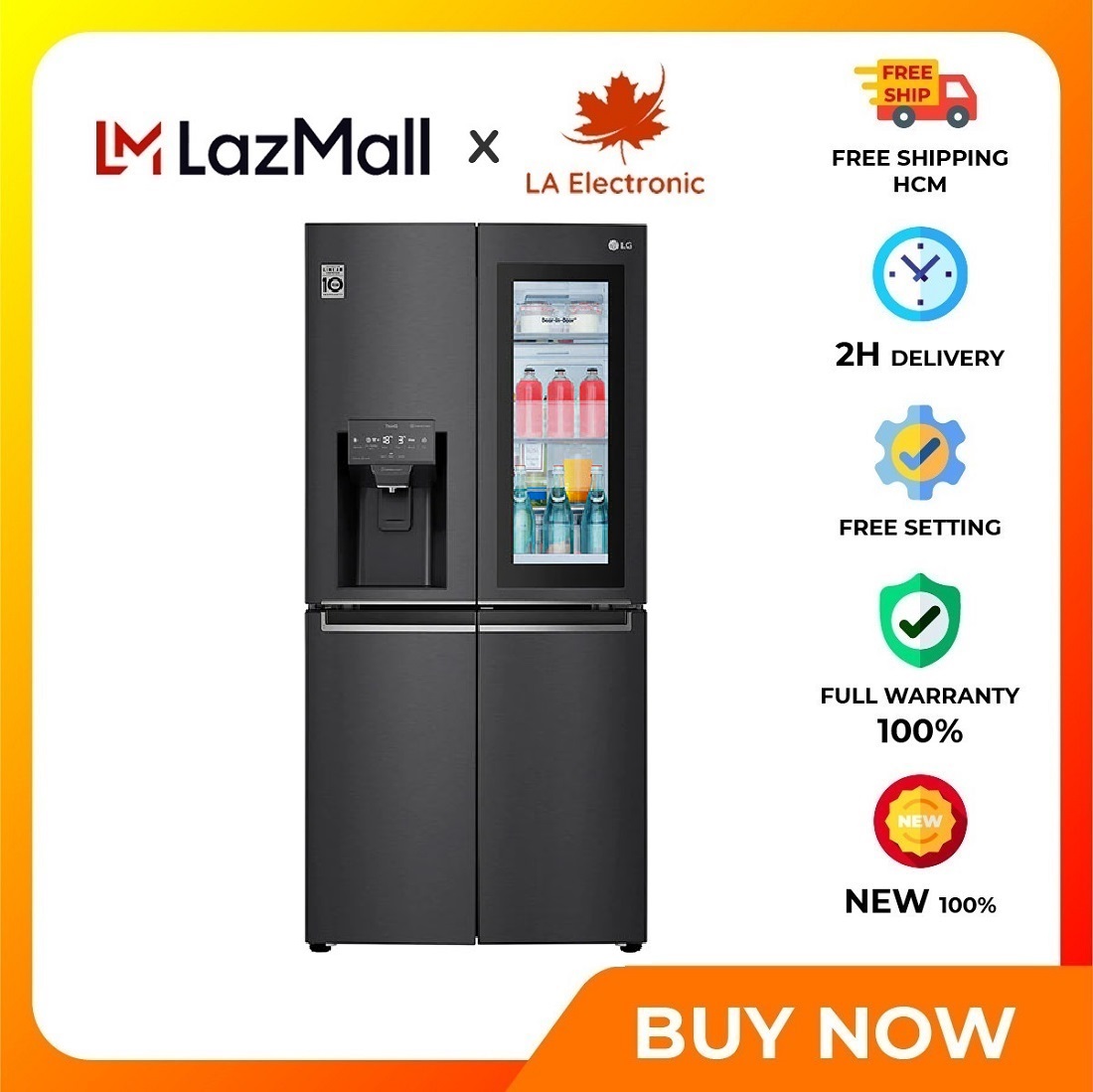 LG Inverter Refrigerator 496 liters GR-X22MB - Free Shipping Ho Chi Minh - Outside Control Panel Get water outside Take ice outside Built-in WIFI - Smart ThinQ™