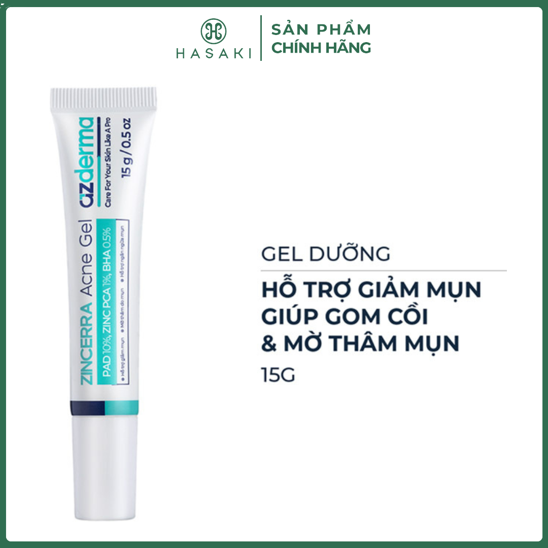 Gel Dưỡng Azderma Hỗ Trợ Giảm Mụn, Mờ Thâm 15g Zincerra Acne Gel Hasaki Sản Phẩm Chính Hãng