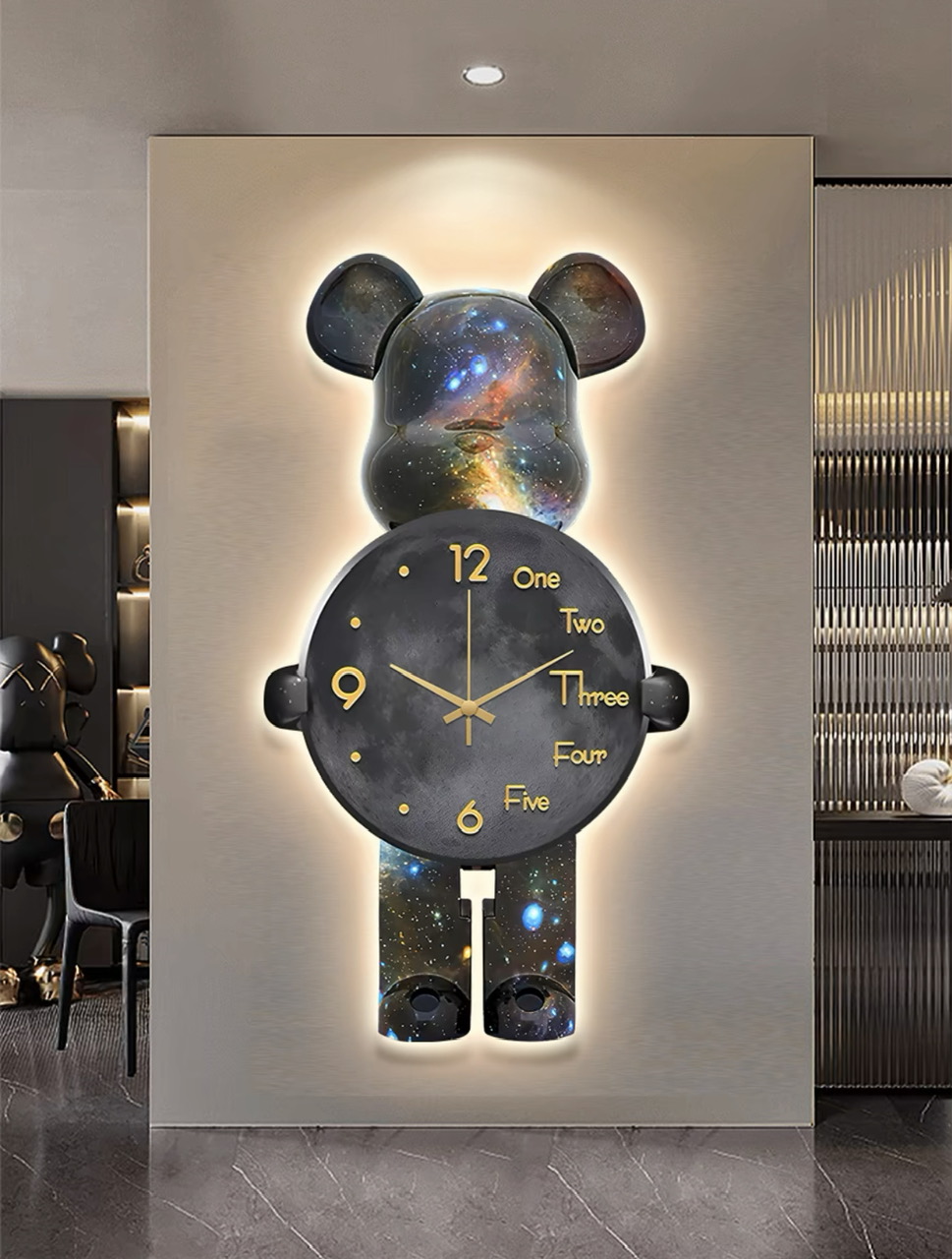 Đồng hồ Gấu Bearbrick/ đèn led tráng gương cao cấp / đồng hồ decor đẹp TRANH TREO TƯỜNG NHÀ XINH