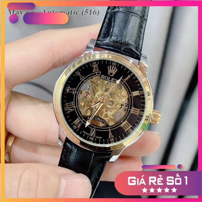 [Máy cơ-automatic] Đồng hồ nam Ro máy cơ - mặt 42 mm hàng cao cấp Rocollections DH516