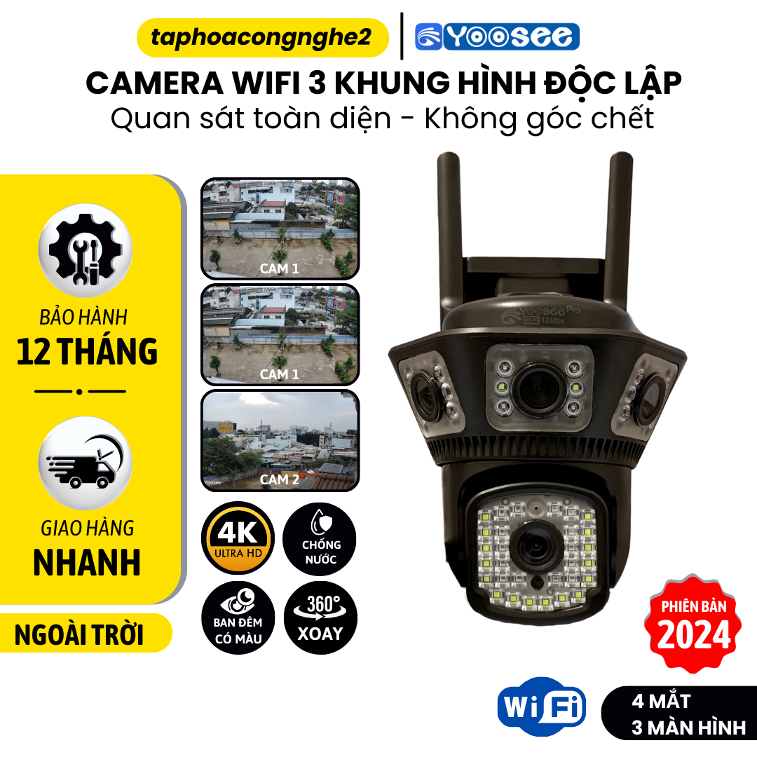 CAMERA IP WIFI YOOSEE Xoay 360 Độ Có Cổng LAN , Hỗ Trợ Hồng Ngoại Tự Bật Khi Thiếu Ánh Sáng, Hình Ảnh Sắc Nét FHD, Đàm Thoại 2 Chiều