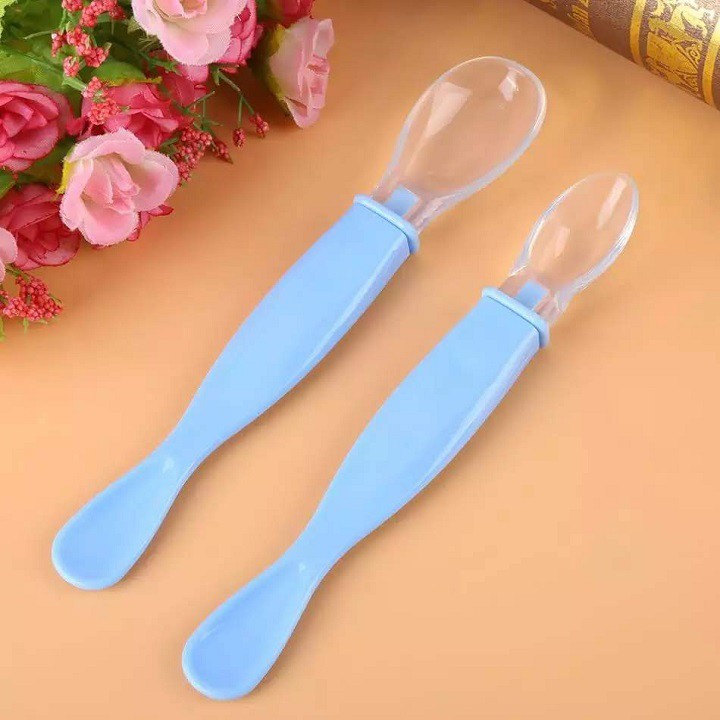 Set 2 Thìa Silicon 2 Đầu Ăn Dặm Cho Bé Siêu Mềm (1 to + 1 nhỏ)