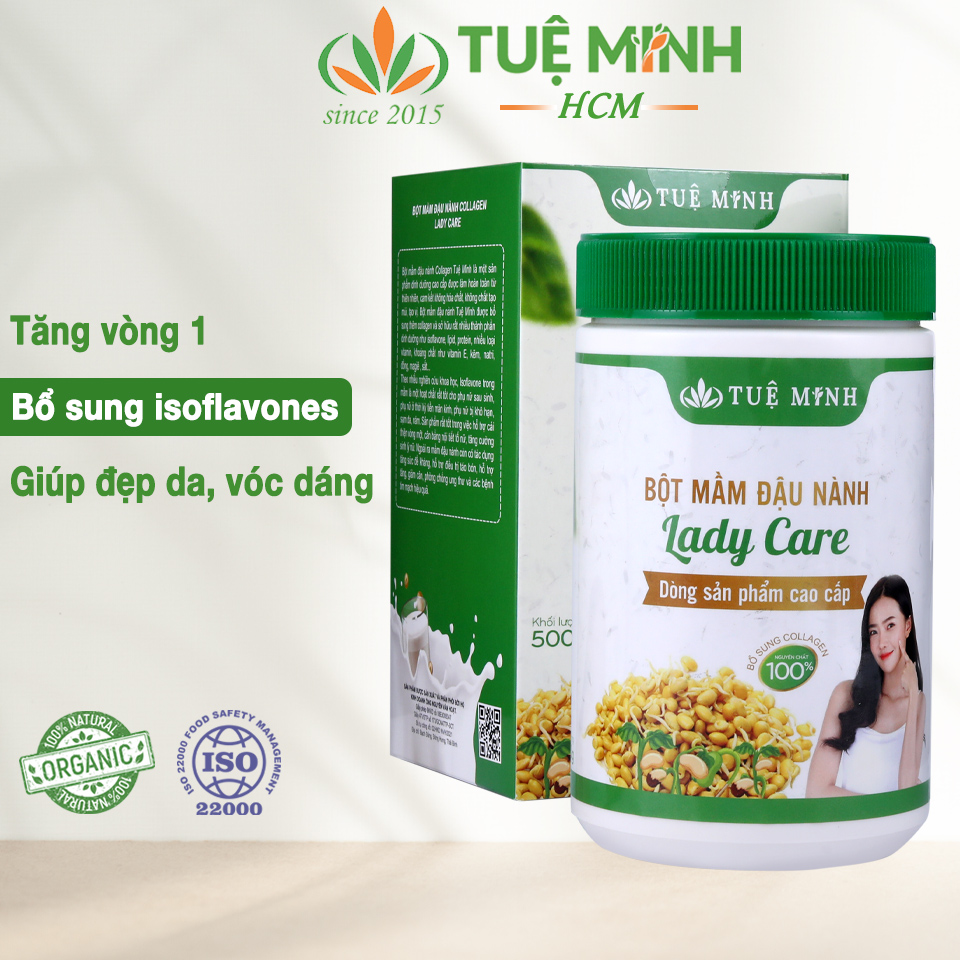 Bột mầm đậu nành nguyên xơ tăng vòng 1 Tuệ Minh, cải thiện nội tiết tố nữ