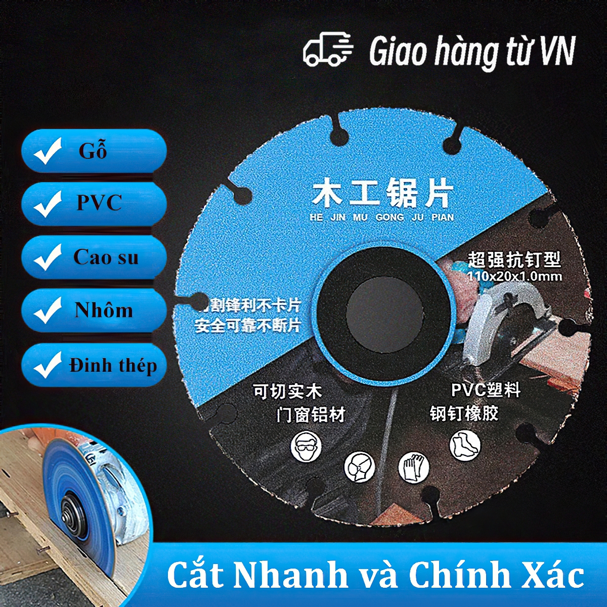 Bộ lưỡi cắt gỗ máy mài hợp kim 110mm dành cho thợ mộc-lưỡi mài bằng hợp kim Đĩa cắt