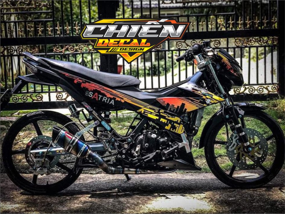 Tem rời xe satria - raider F150 mẫu tem chế đen vàng