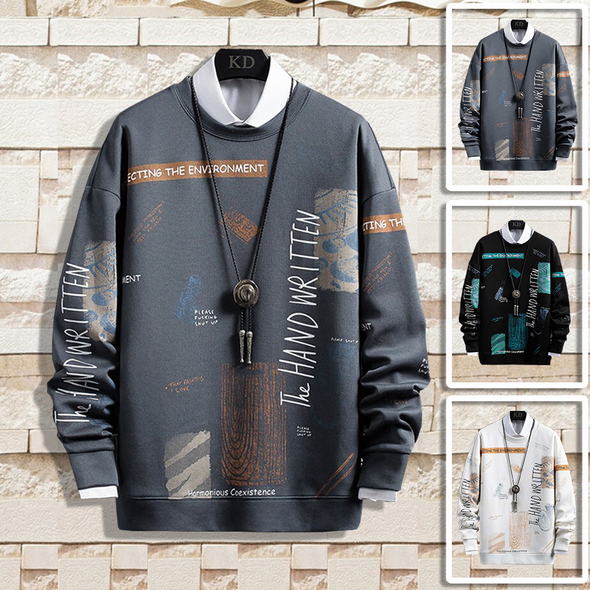 Áo Hoodies Cổ Tròn Nỉ Nam Thu Đông The HAND WRITTEN Hàn Quốc Hot Trend 2023 Thời Trang FORHIMCS2 AO TOP NAM 90000152C10