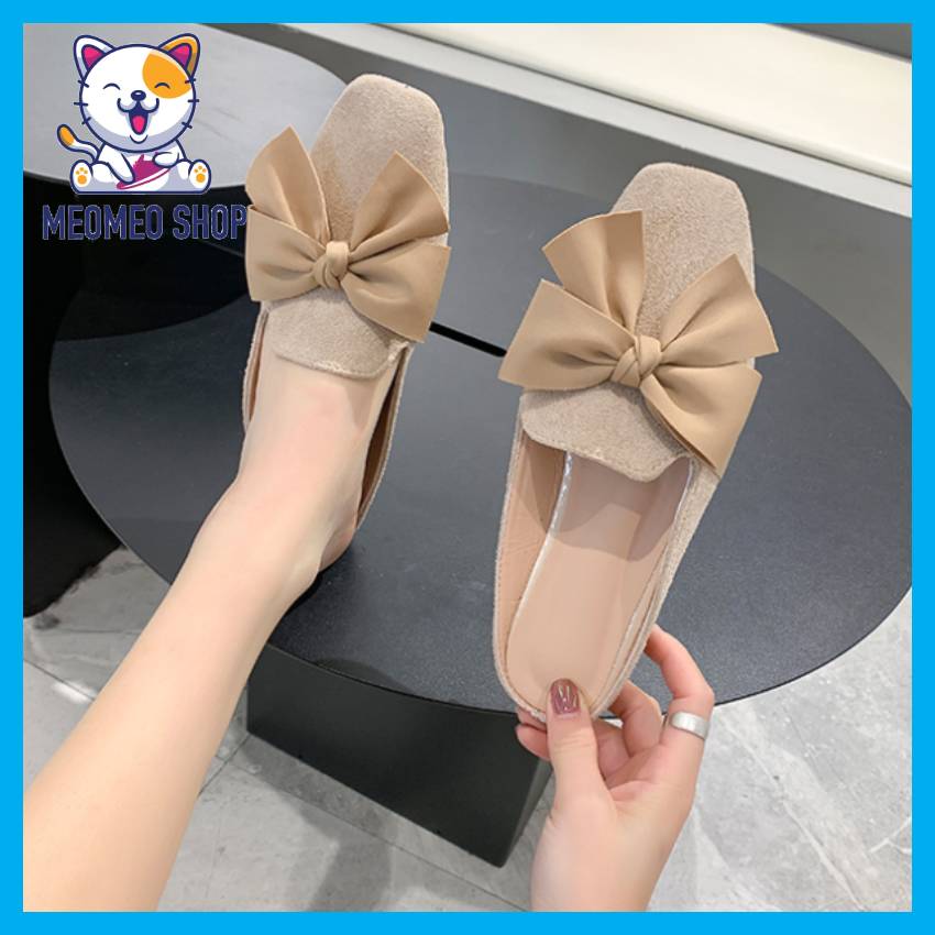 Giày sục búp bê nữ da lộn thắt nơ lụa cực xinh, cực đẹp, sục nữ đẹp, búp bê nữ đẹp tiểu thư mang đi chơi, đi học, đi làm sang chảnh