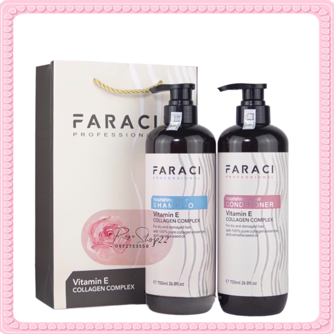 Dầu gội FARACI phục hồi mềm mượt kiềm dầu, sạch gàu ngăn gẫy rụng tóc, gội xả cặp 750ml