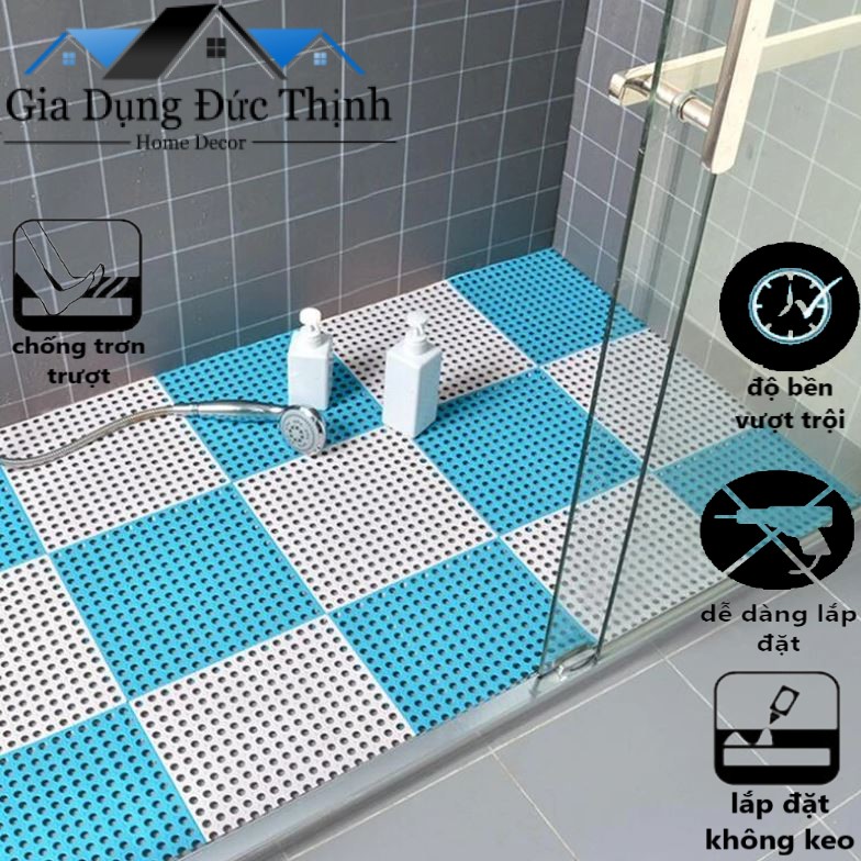 Thảm Phòng Tắm, Phòng Bếp Chống Trơn Trượt. Thảm ghép thoát nước rất tốt KT 30x30cm một tấm. Thảm lót sàn