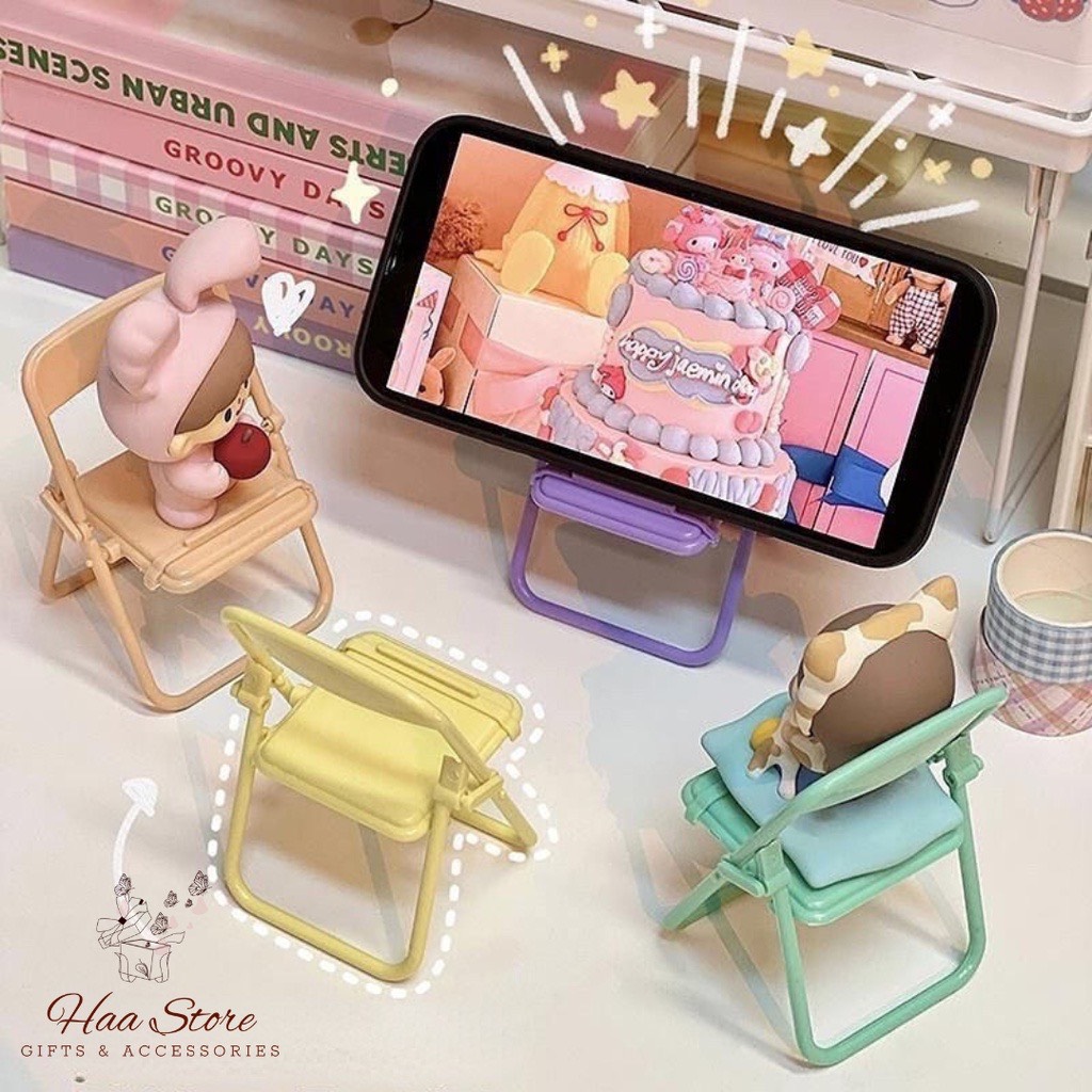 Giá đỡ điện thoại Haa Store hình dạng ghế ngồi mini có thể gấp gọn để bàn