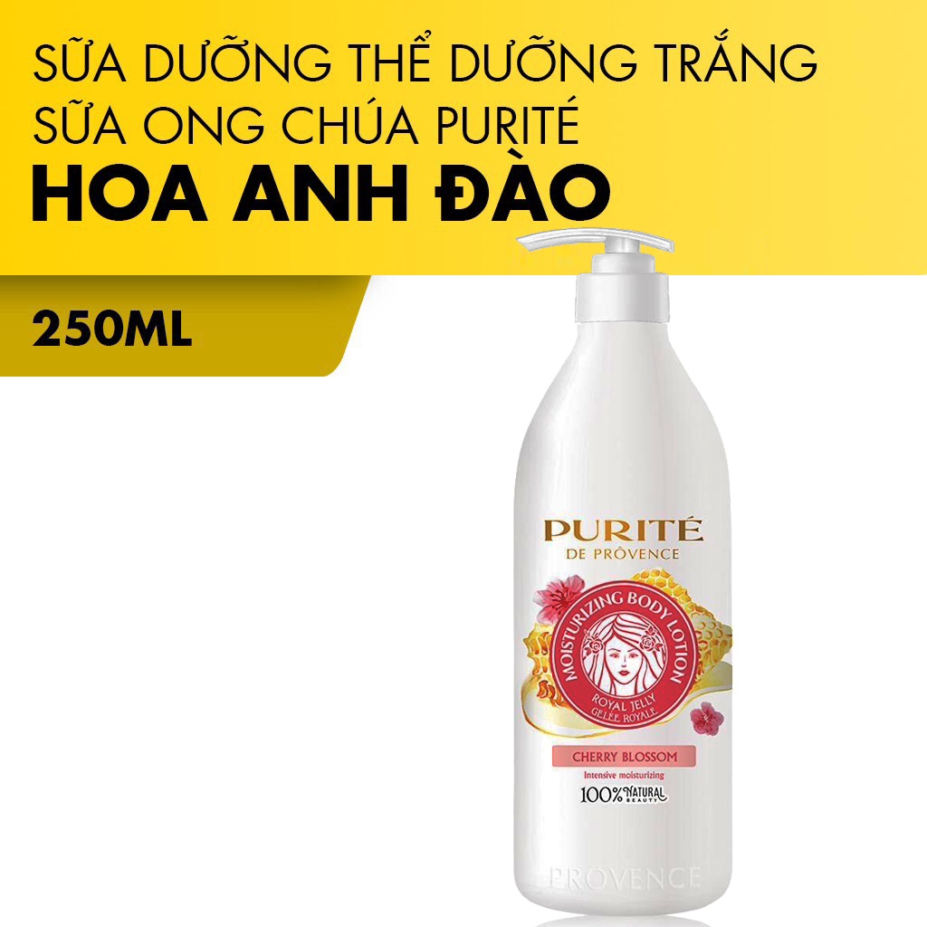 Sữa Dưỡng Thể Dưỡng Trắng Da PURITÉ Sữa Ong Chúa Hương Hoa Anh Đào 250ml