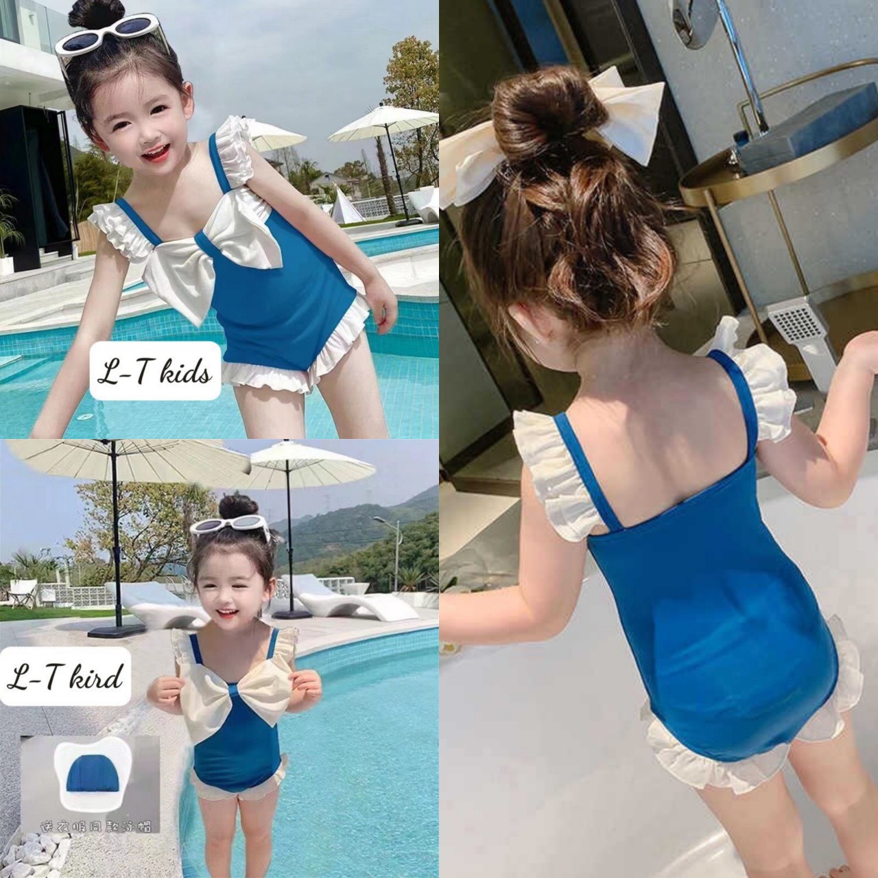 Bikini đồ bơi đi biển bé gái-bộ đồ bơi bé gái liền thân nơ ngực ms-98