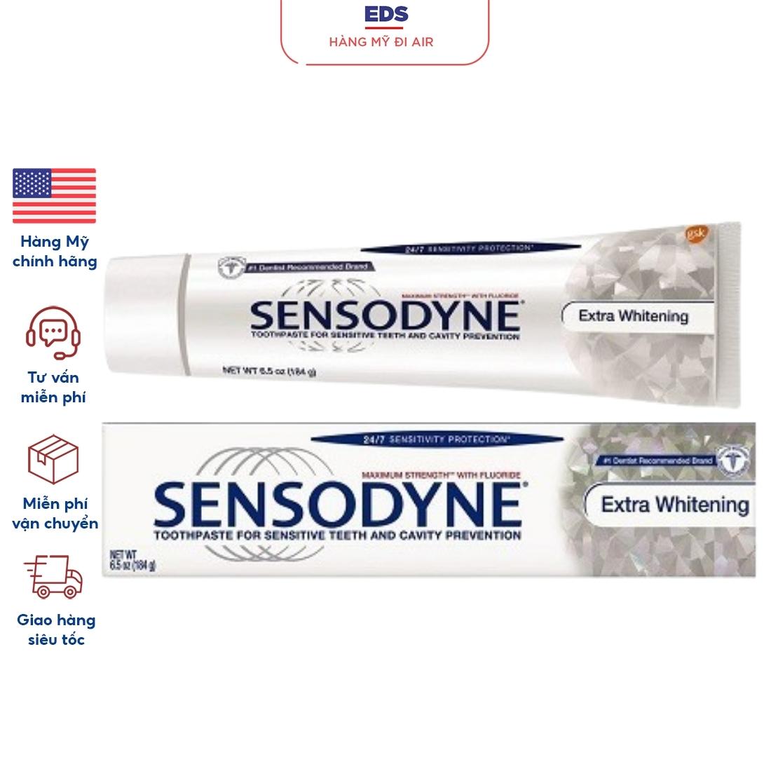 Kem đánh răng làm trắng giảm ê buốt dùng cho nướu nhạy cảm date 2024Sensodyne Extra Whitening của Mỹ - EDS Hàng Mỹ