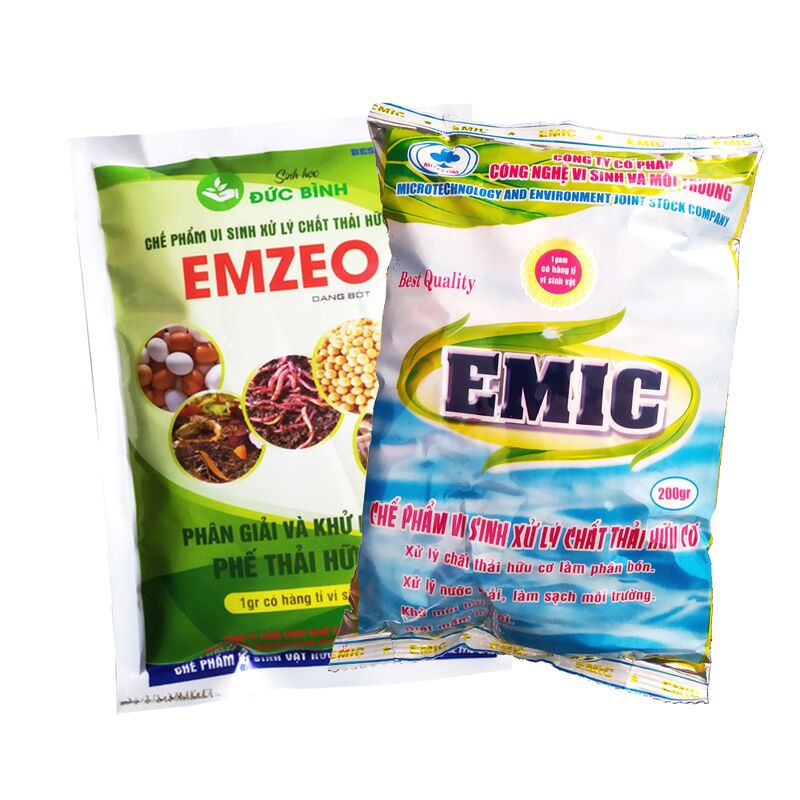Combo Chế phẩm ủ phân vi sinh Emic và EMZEO khử mùi hôi, bộ đôi ủ phân hữu cơ hoàn hảo