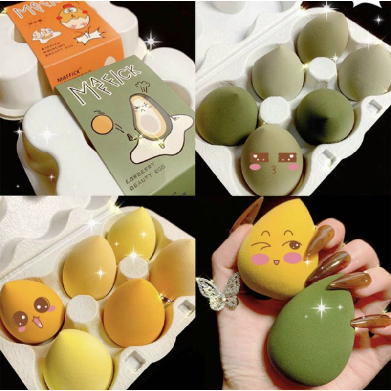 [HCM]BÔNG PHẤN HỒ LÔ MAFFICK BEAUTY EGG 1 SET 6 CÁI