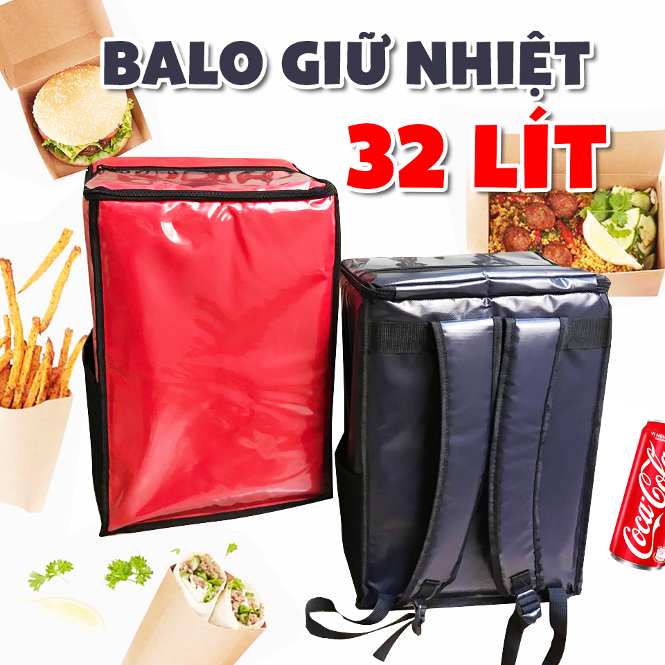 Balo giũ nhiệt, balo giữ nhiệt giao hàng đa năng 32l