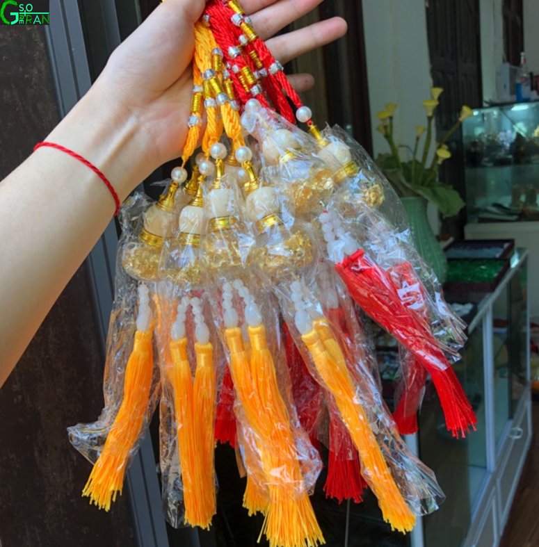 [HCM]Khánh treo xe ô tô hồ lô bầu vàng nước hoa Hồ lô treo xe phong thủy khánh hồ lô treo xe