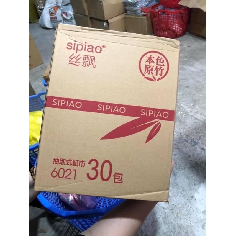 Giấy ăn Gấu Trúc Sipiao chính hãng nội địa Trung đóng 30 gói 1 thùng đủ 2,7kg