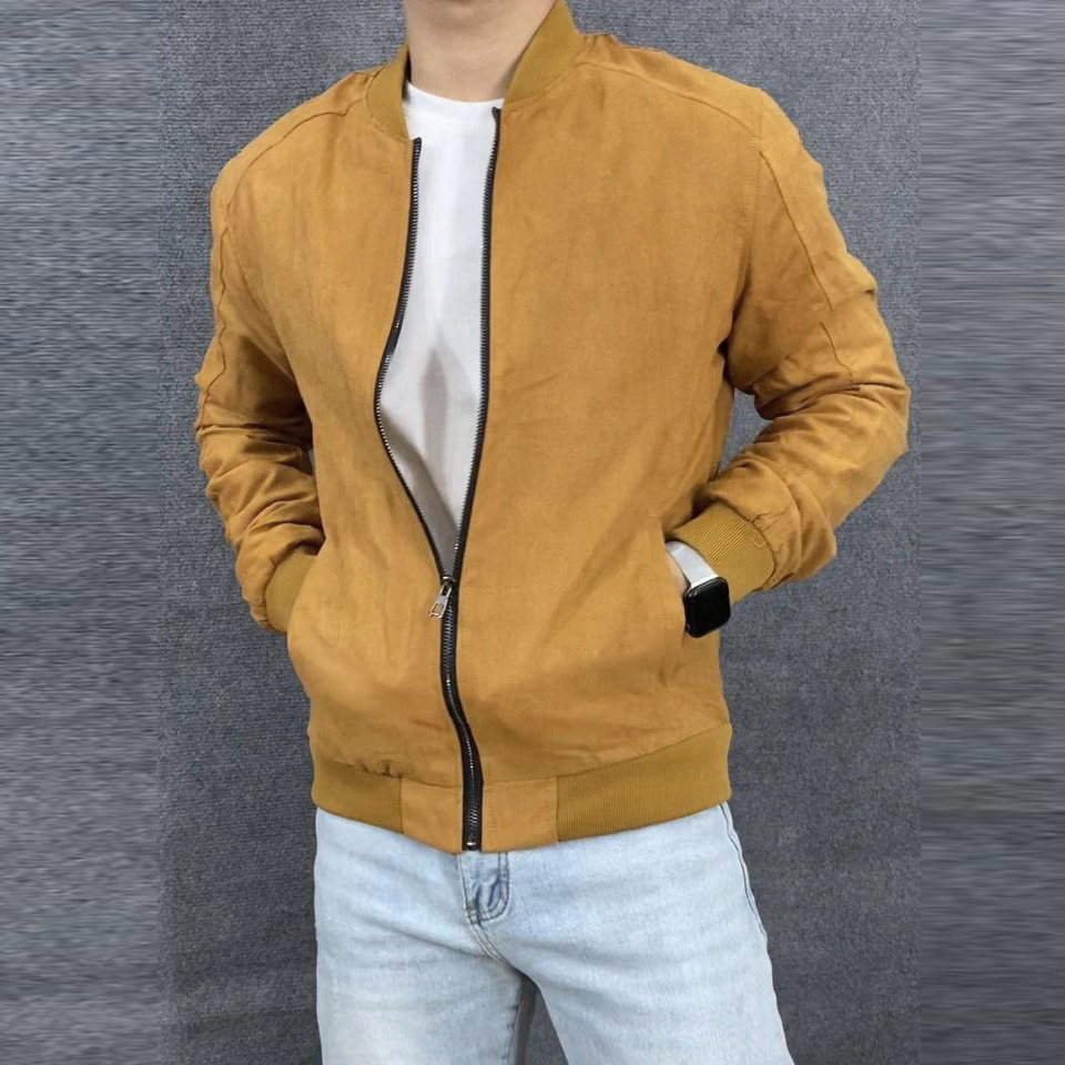 Áo khoác nam bomber da lộn - chất dày dặn hàng đẹp