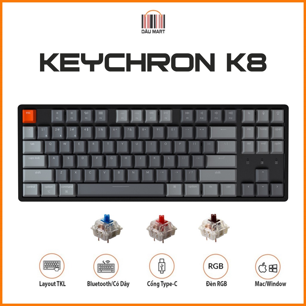 Bàn phím cơ Keychron K8 không dây Bluetooth 5.1