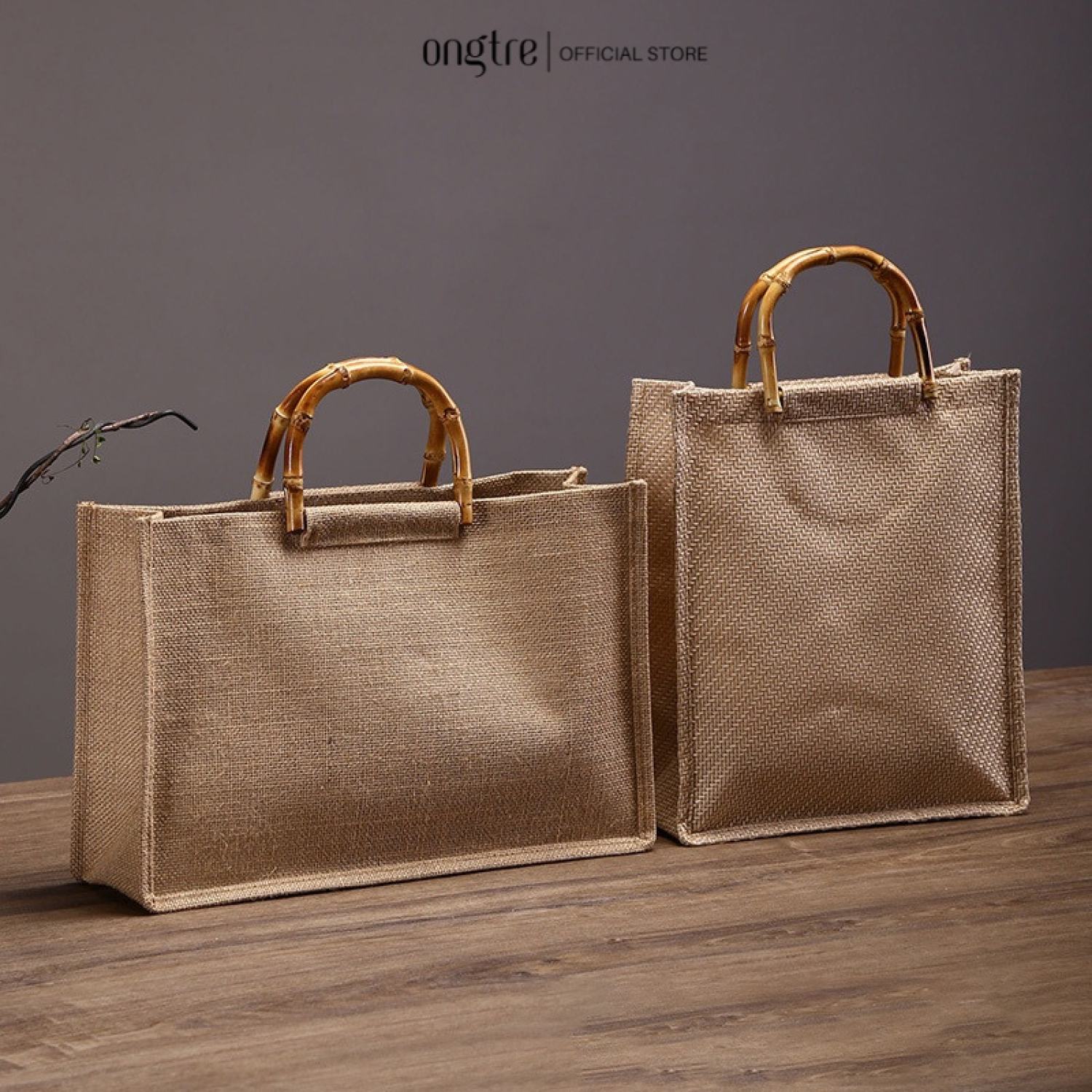 Túi đay quai tre hình trụ đứng ONGTRE kiểu dáng vintage - Thân thiện với môi trường