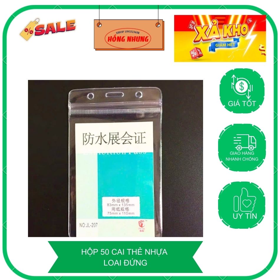 Hộp 50 Cái Thẻ Đeo Bảng Tên Dọc Đứng JL107/J108 ( Thẻ Ngang); HỒNG NHUNG SHOP